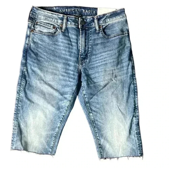 American Eagle Air Flex Denim Raw Hem at Leg Cut Off Pants to Shorts Size 31 - Picture 1 of 7